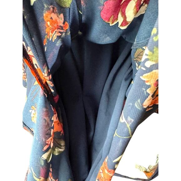 Lulus Floral Long Sleeve Mini Dress XS Surplice V-Neck Navy
 Fall Dress - Picture 8 of 13
